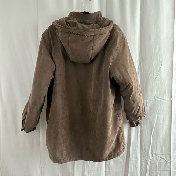 Bromley Sport Faux Suede Brown Hooded Jacket Womens Size Large - Picture 4 of 7